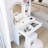 17" Round Led Mirror Vanity Table With Cushioned Stool, 3 - Color Brightness Adjustable , Touch Operated, Built In 2 Ac + 1 Type C Ports, High Capacity Storage, American Design, White Ensemble Setup