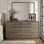 Commode à 8 tiroirs en chêne taupe avec miroir pour chambre et rangement pour la maison