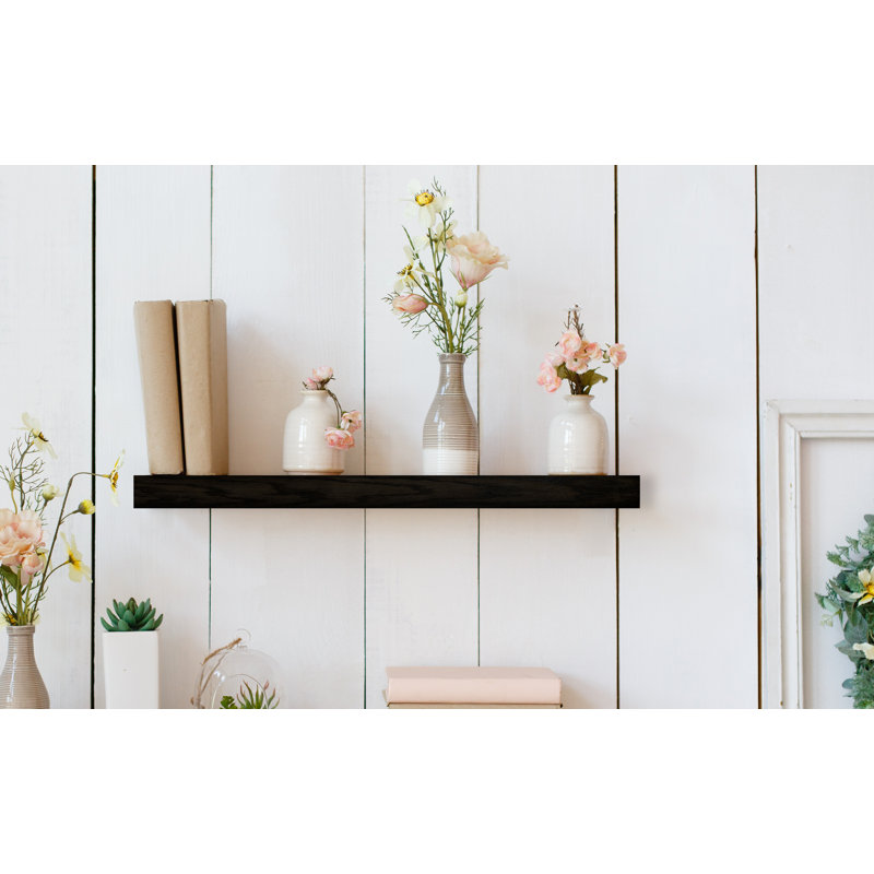 Baxlee Oak Floating Shelf, Black, 3" H x 26" W x 8" D
