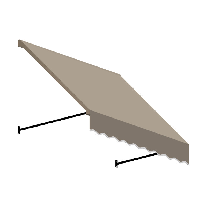 Awntech Santa Fe Acrylic Fabric Fixed Awning with Iron Rope Arms, Linen, 31" H x 88.5" W x 24" D