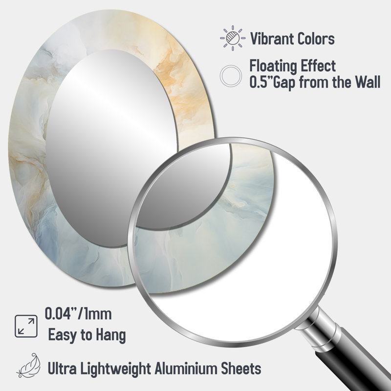 Miroir mural ovale blanc Clouds Charm, 40 po x 30 po