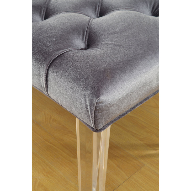 Lupa Polyester Upholstered Bench, Gray