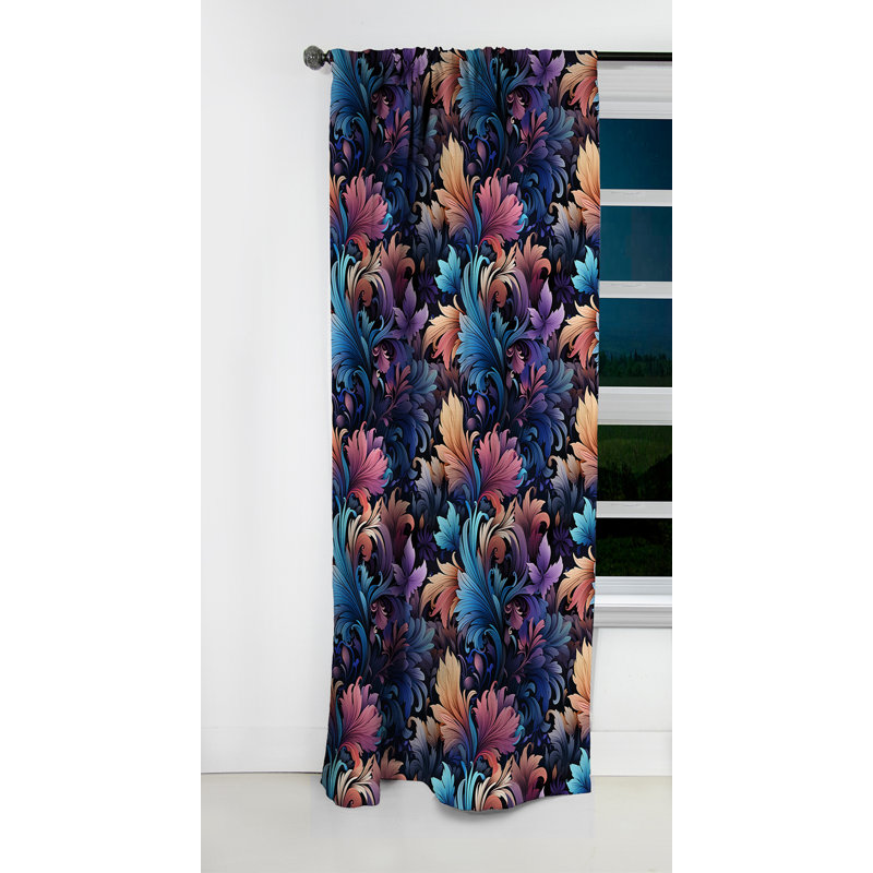 Mélange damassé tribal mauve - Rideau damassé - Rideau occultant - 1 panneaux, L 52 po x L 63 po