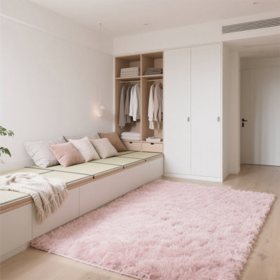 Tapis rose doux moelleux avec envers antidérapant