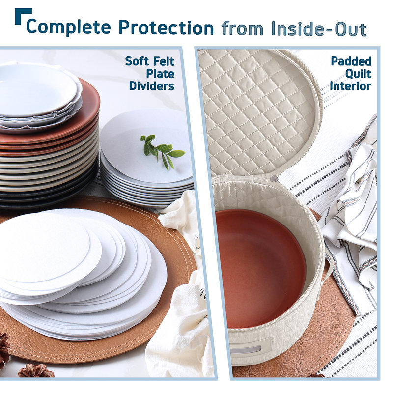 4-Piece Hard Shell Dinnerware Storage Set, Beige