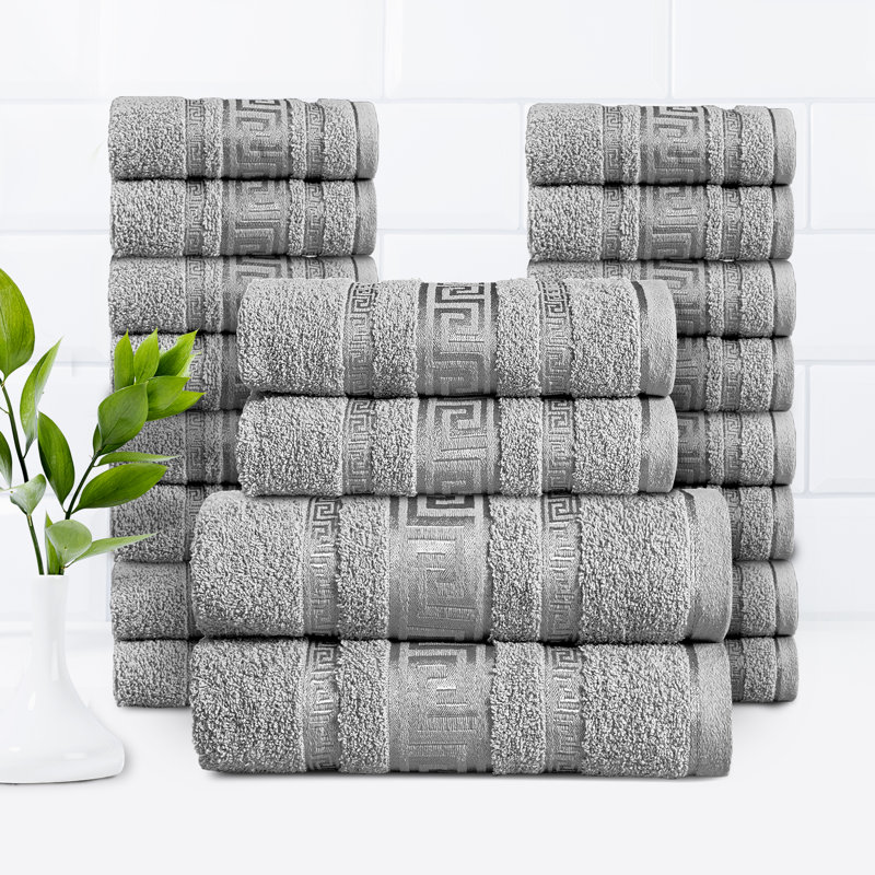 20-Piece Luxury Cotton Towel Set | Soft, Cosy Family Bale Set with 2 Bath, 2 Hand, 16 Face Towels for Ultimate Comfort, Grey
