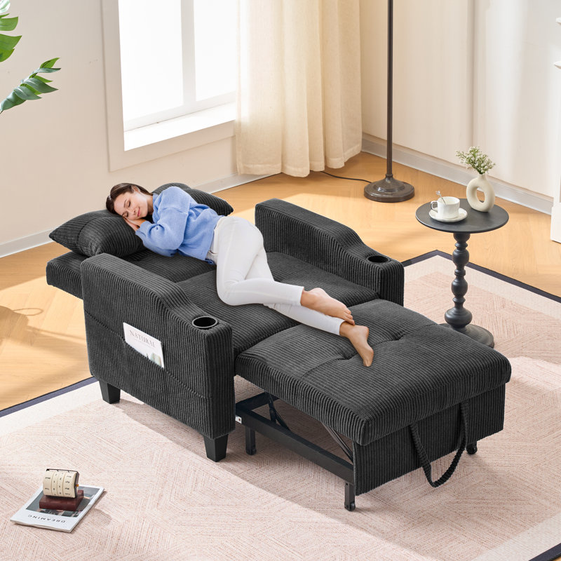 Fauteuil convertible 36 po avec poignée - 36 po, Noir