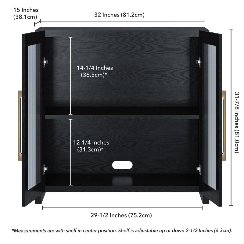 Clarkson 32" Wide Rectangular Accent Cabinet, Black Grain