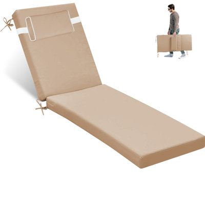 All-Weather Outdoor Chaise Lounge Cushion - Uv/Waterproof Memory Foam, Adjustable Headrest, Fits 70-72" Patio Chairs, Indoor/Outdoor Use