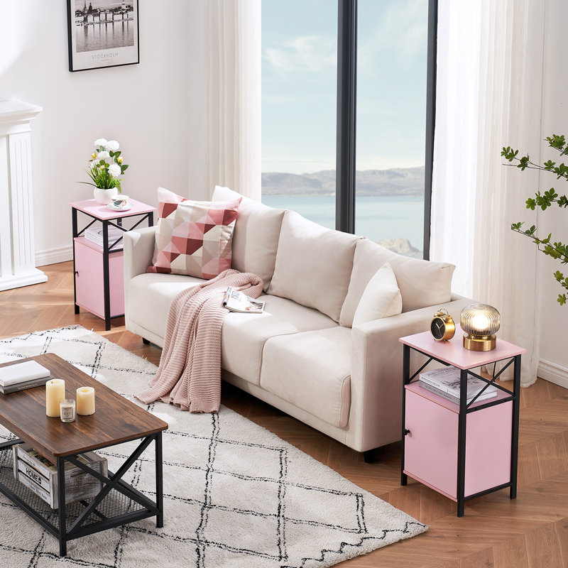 Iron Bedside Table, Pink