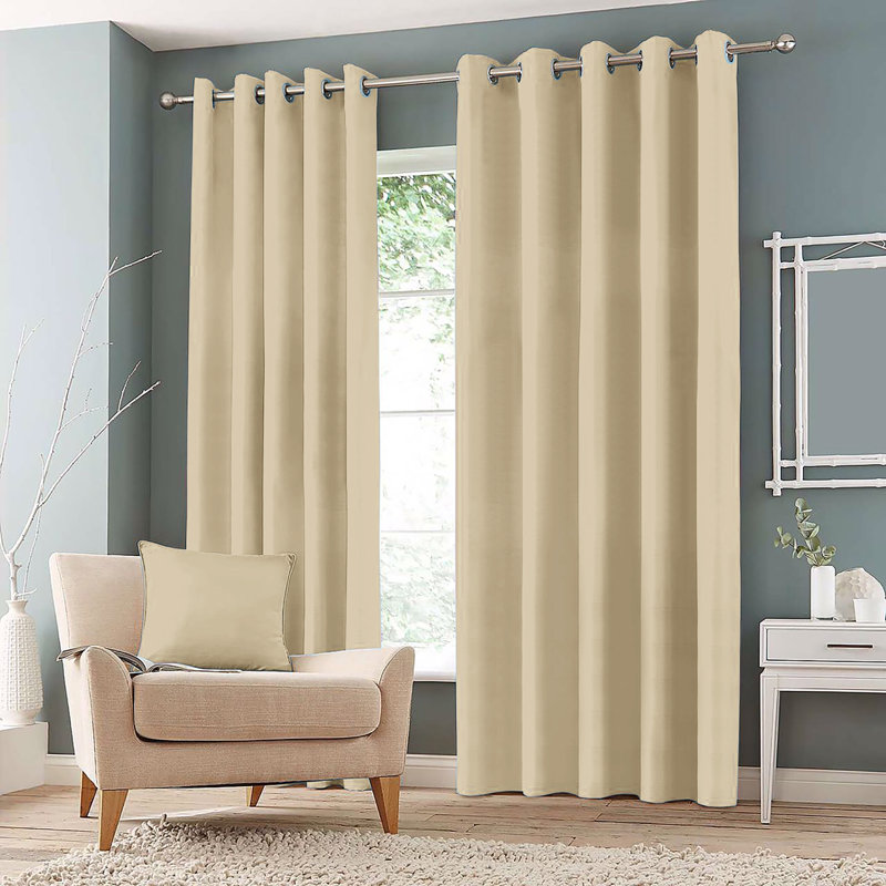 Granados Room Darkening Curtain Pair, Cream, Width 167 x Drop 228 cm