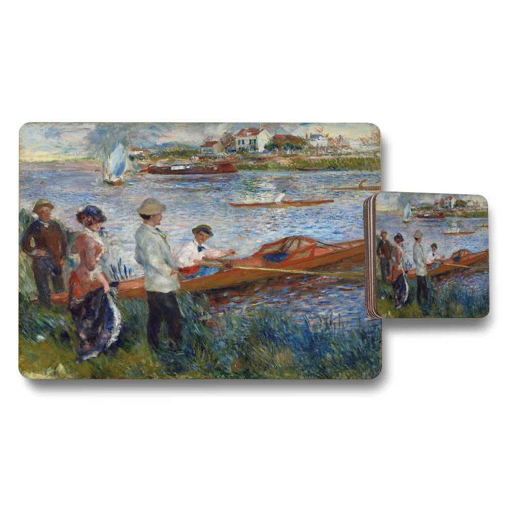 Impressionist Harbor Scene Placemats And Coaster Set