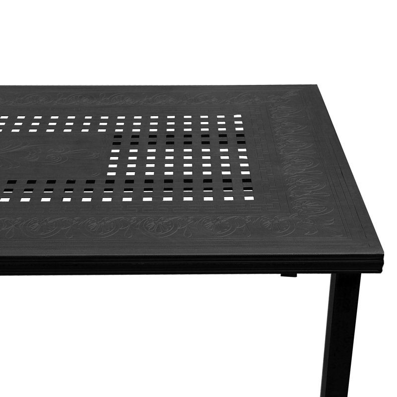 Ensemble de salle à manger rectangulaire en aluminium pour 8 personnes de 95 po Brayleigh, Noir