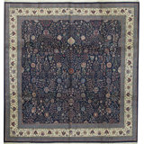 Jahan Wool Floral Area Rug in Navy