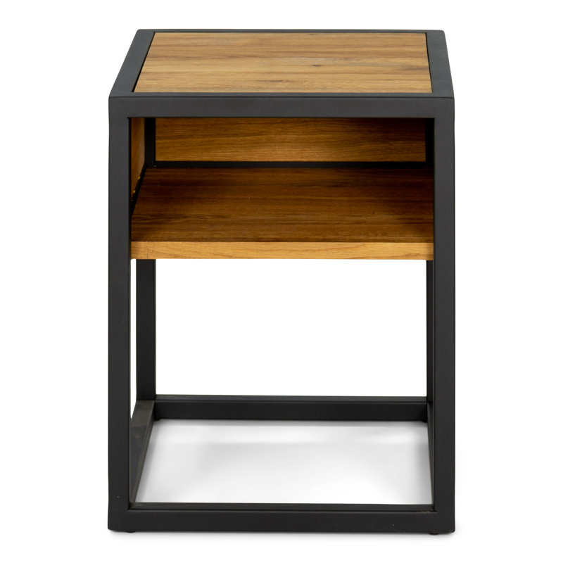 40cm W Steel Bedside Table, Natural