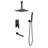 1-Spray Patterns 16 In. Ceiling Mount Dual Fixed And Handheld Shower Head With Bathtub Faucet 2.5 GPM In Matte Black
