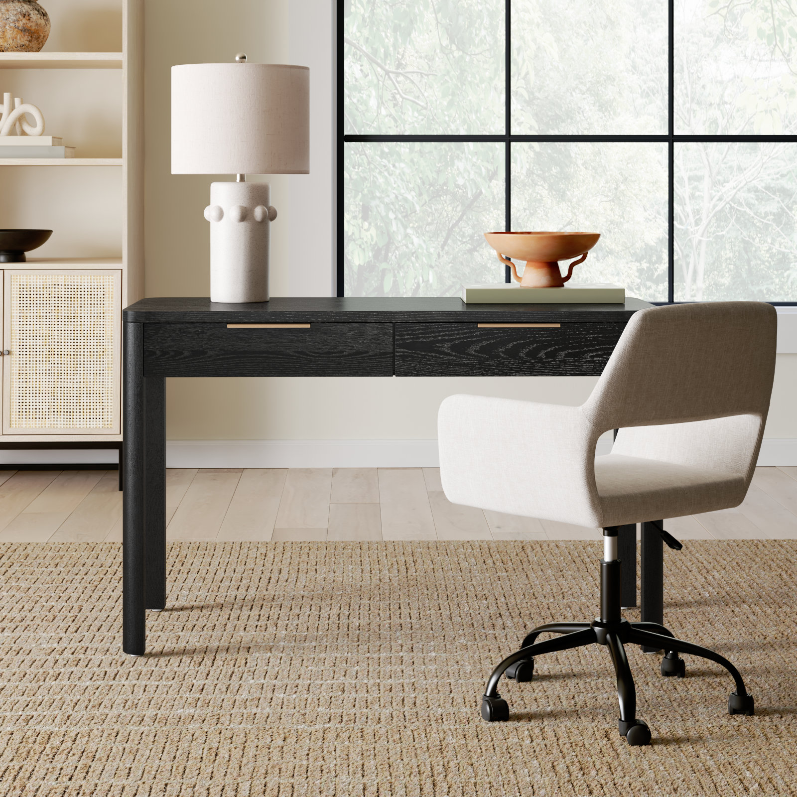 Tahani 2 Drawer Wood Desk, Black