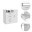 Commode 4 tiroirs, 1 porte ouverte, 1 tablette ouverte, plateau supérieur blanc-1460564965