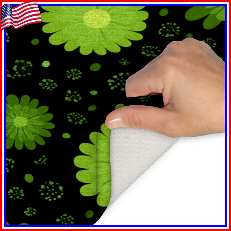 Tapis de bain fleurs, Simple - L 21 po x l 34 po, Motif floral vert
