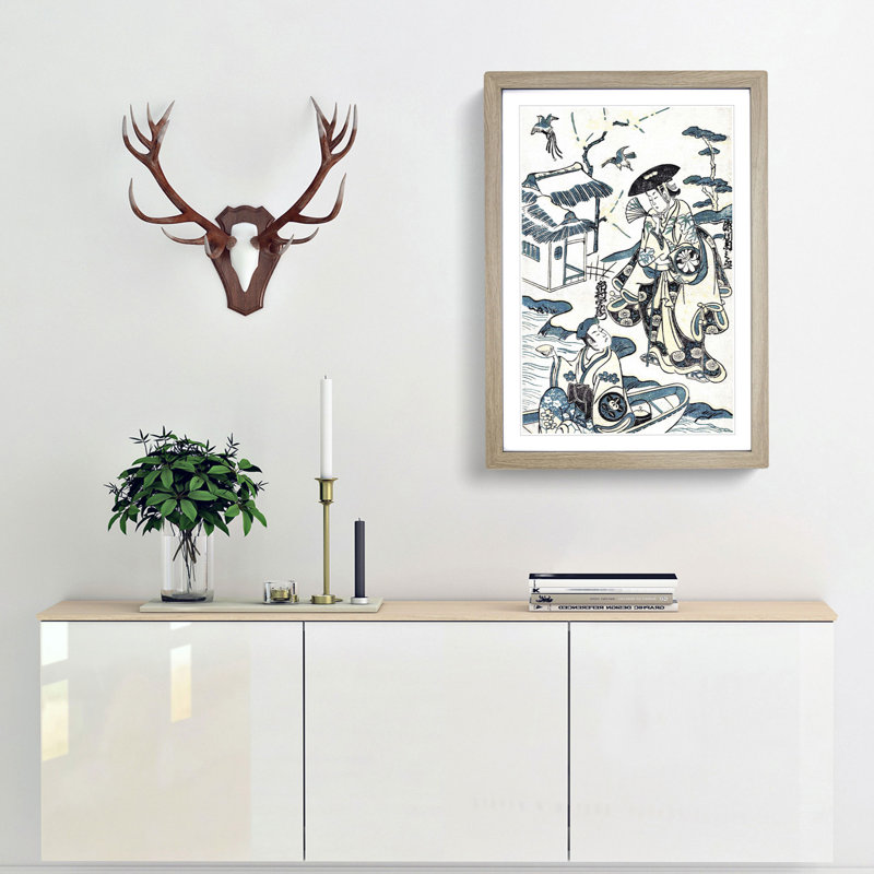 Musume Dojoji by Torii Kiyonobu - Picture Frame Painting Print, Oak Framed, 36cm H x 27cm W x 2cm D