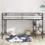 Structure de lit mezzanine simple en métal avec tablette cannelle - noire, peu encombrante, aucun sommier nécessaire pour la chambre à coucher