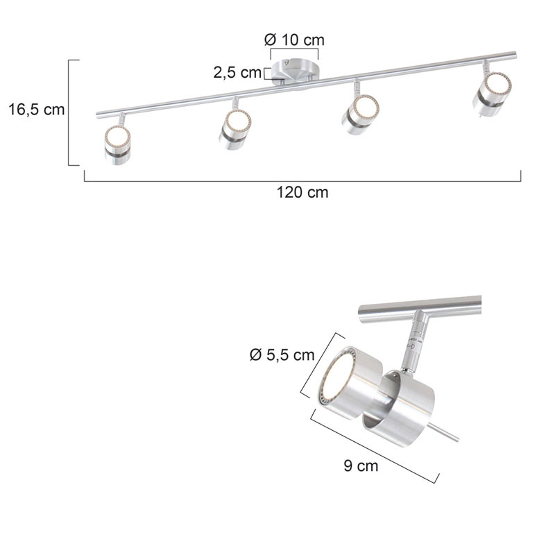 Joaquin 120cm 4 -Light Track Kit, Silver
