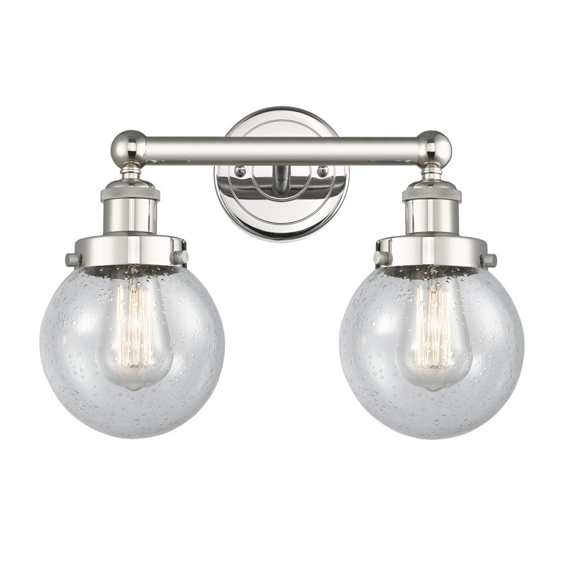 Éclairage pour meuble-lavabo à 2 lumières à intensité variable Alfonsa, Mercurisé, Nickel poli