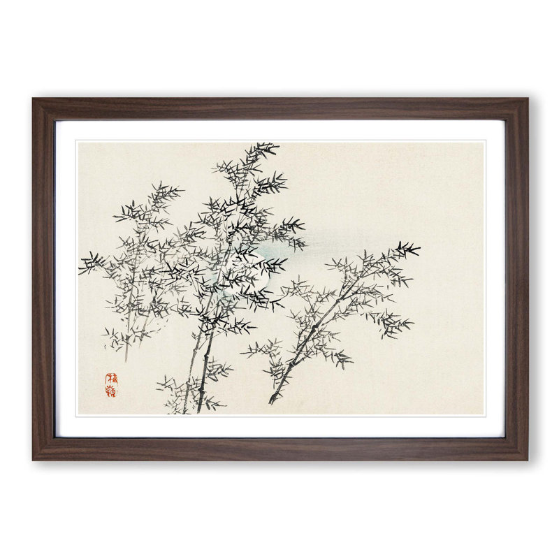 Bamboo Cane by Kono Bairei - Picture Frame Painting Print on MDF, 36cm H x 48cm W x 2cm D, Walnut Framed