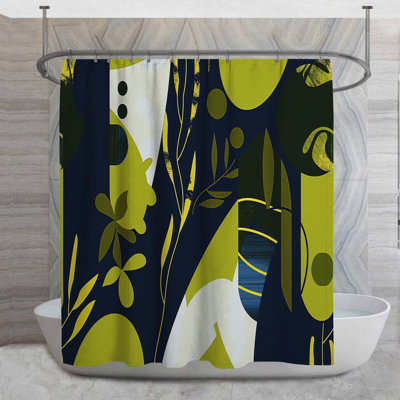 Rideau de douche botanique - décor de salle de bain feuillage 14131