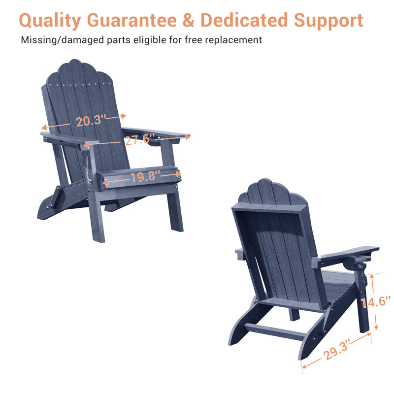 All-Weather Outdoor Adirondack Chair with Cup Holder & Ergonimic Design, Heavy Duty Outdoor Chair Lawn Deck Patio Seating