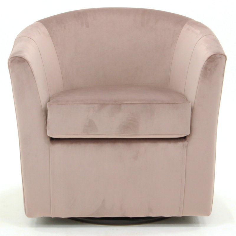Fauteuil demi-tonneau pivotant 31 po Hansell, Velours chantel rose