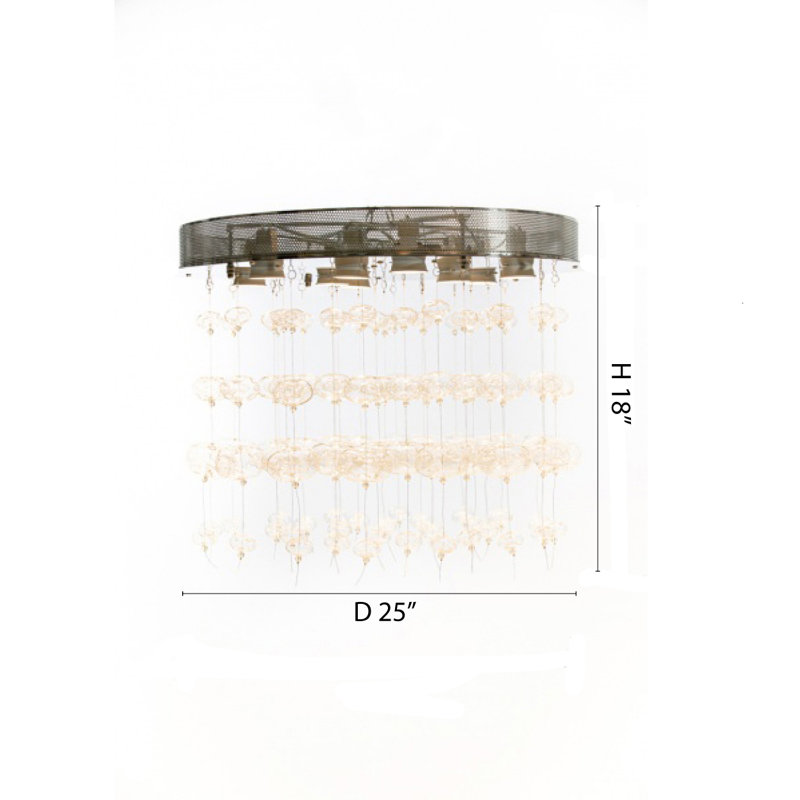 8-Light Chrome Flush Mount With Clear Bubble Glass