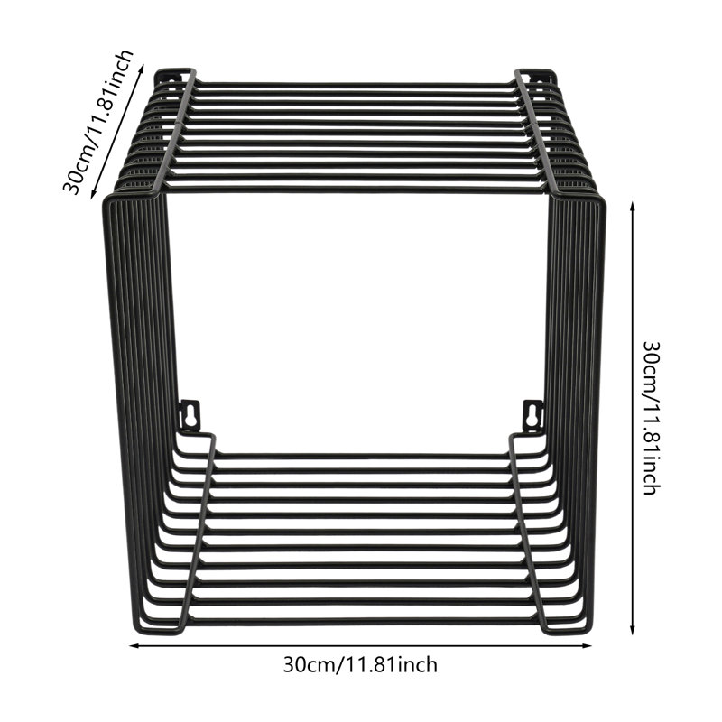 Side Table, Square Geometry Side Table, Linear Metal End Table，Iron Multi-Purpose Desktop Shelf, Black
