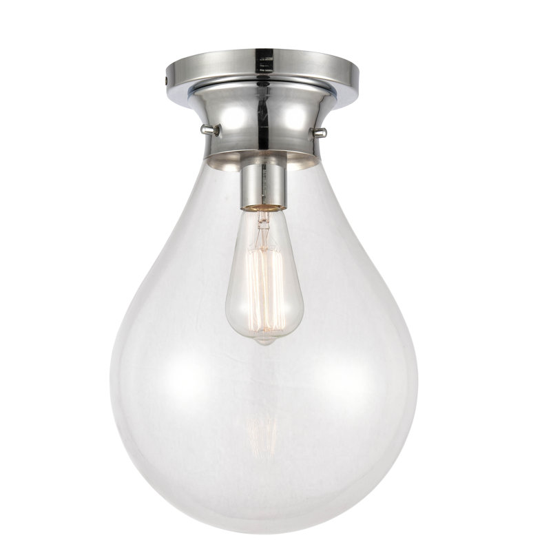 Plafonnier encastré 1 lumière hartell, Ampoule non incluse, Chrome poli, H 12,37 po x l 7,87 po x P 7,87 po