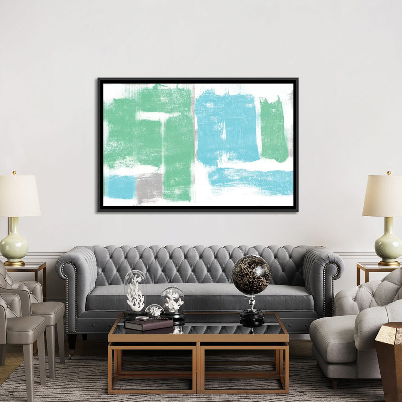« geo ii », impression sur toile, H 40 po x l 60 po x P 1,5 po, Toile avec cadre noir, Pas de tapis
