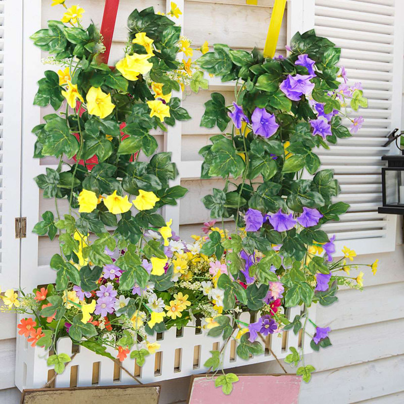 1 Pcs 35" Artificial Morning Glory Flower Vines, Purple