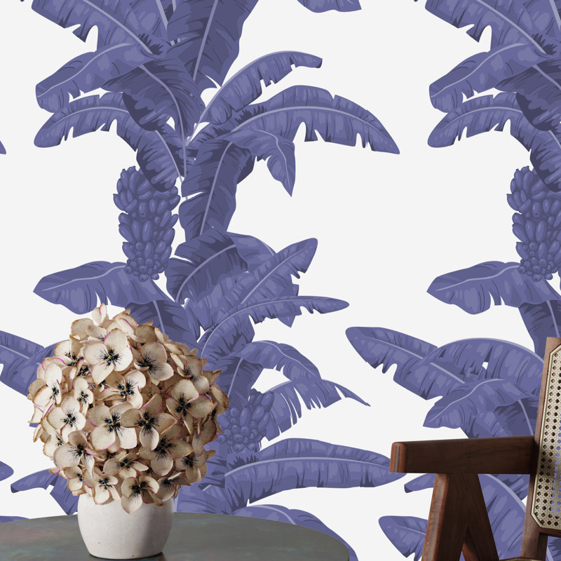 Exotic Palm Trees White And Blue Wallpaper