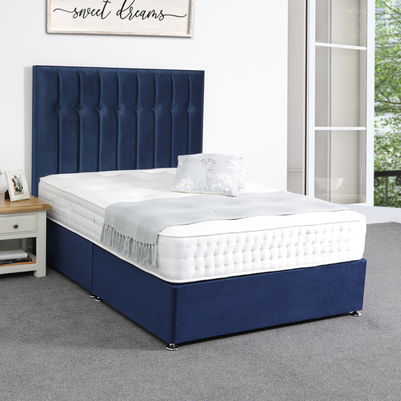 Robbins Upholstered Panel Headboard, Single (3'), Plush Navy, Velvet