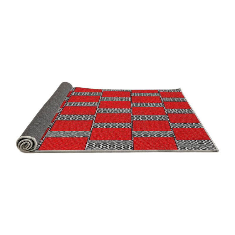 Tapis rouge/gris à motifs, Rectangle 5 pi x 7 pi