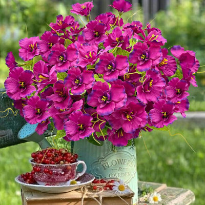 12 paquets de fleurs d'hibiscus artificielles pour l'extérieur, fleurs d'hibiscus artificielles en soie résistantes aux rayons UV, plantes tropicales artificielles pour jardinière d'extérieur