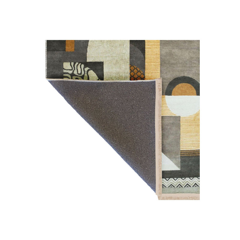 Tapis décoratif lavable à la machine moderne à motif abstrait dans les tons de gris de la collection Barcelona