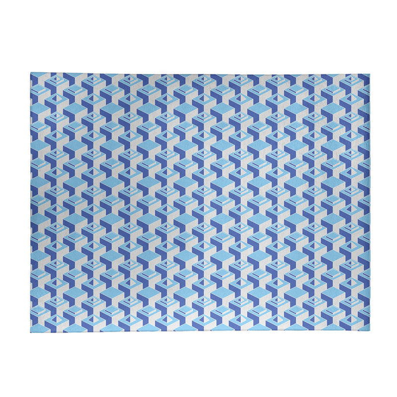 Tapis bleu/bleu ciel/gris ciel clair skyscrapers, Rectangle 3 pi x 5 pi