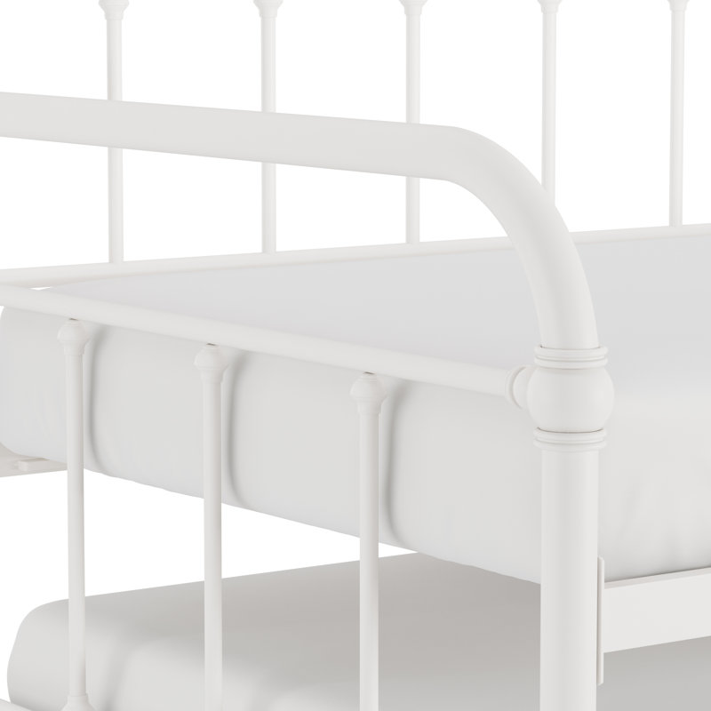 Ramon Metal Twin Daybed with Roll Out Trundle, White