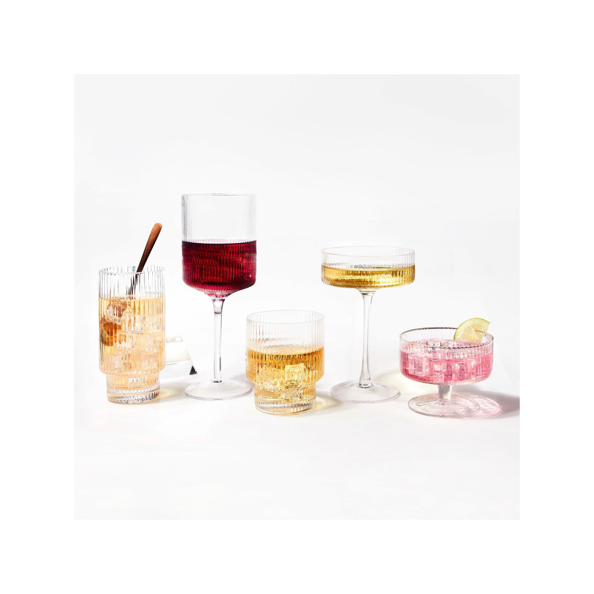 Hadley 14oz. Crystal Highball Glass Set, Clear