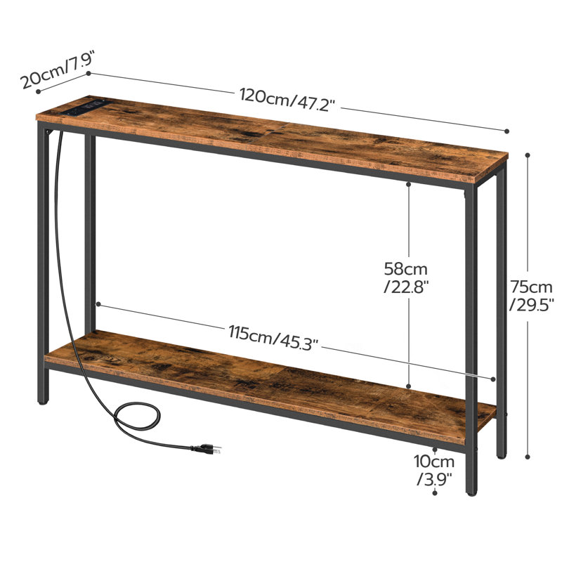 Rivalee 47.2" Console Table Entryway Table with Power Outlets