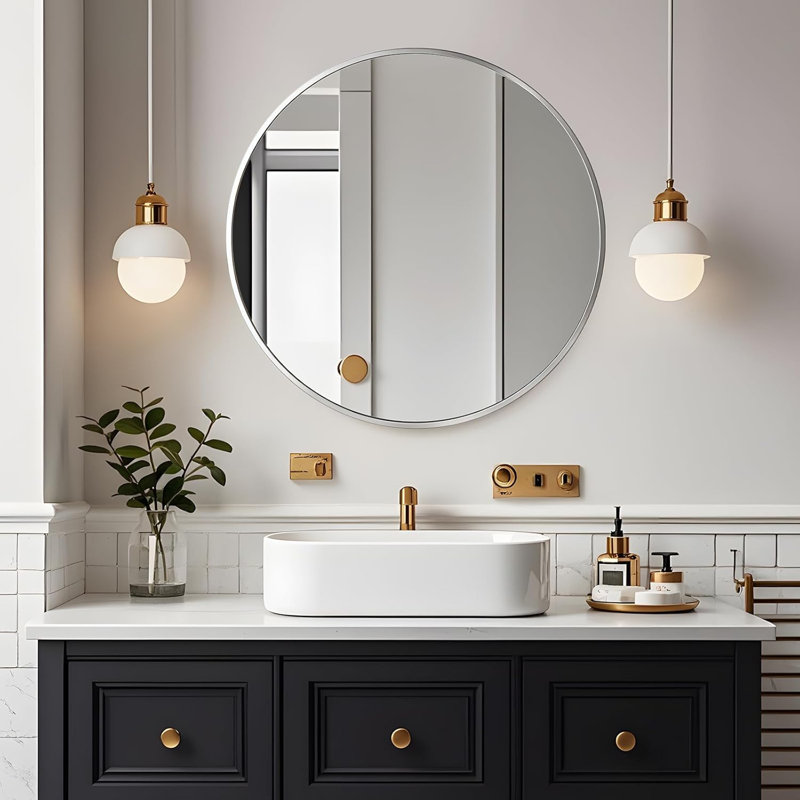 Aluminium Round Mirror, Silver