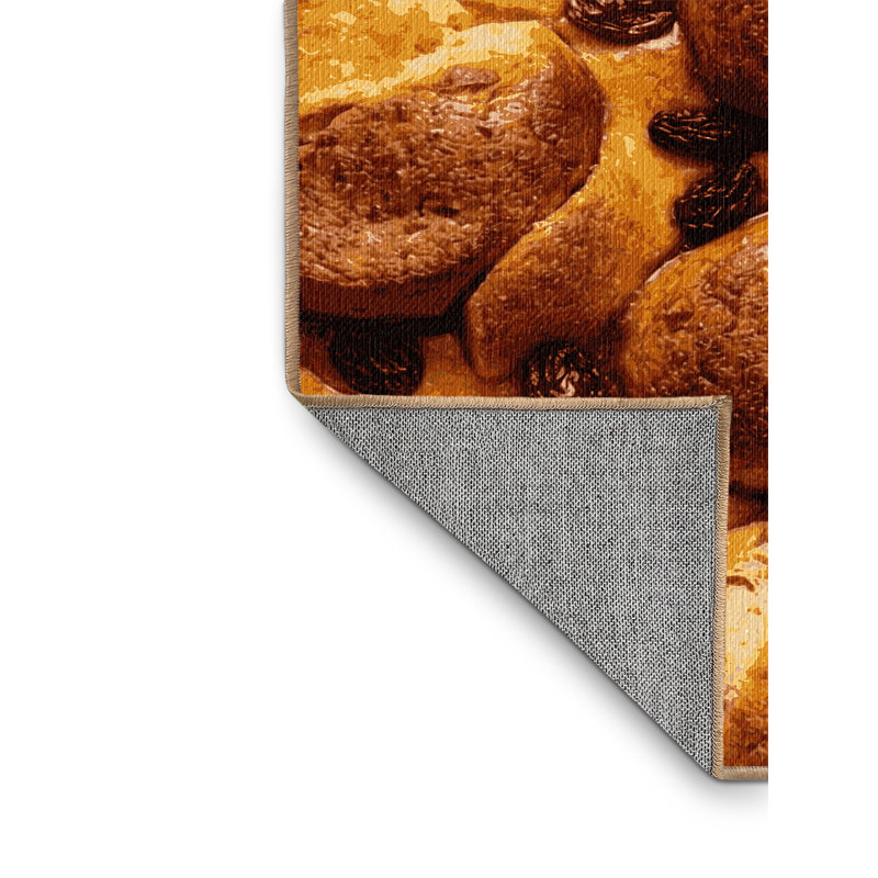 Washable Bread pudding Desserts Area Rug, Square 5'