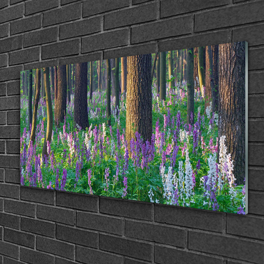 Glasbild Wald Blumen Natur