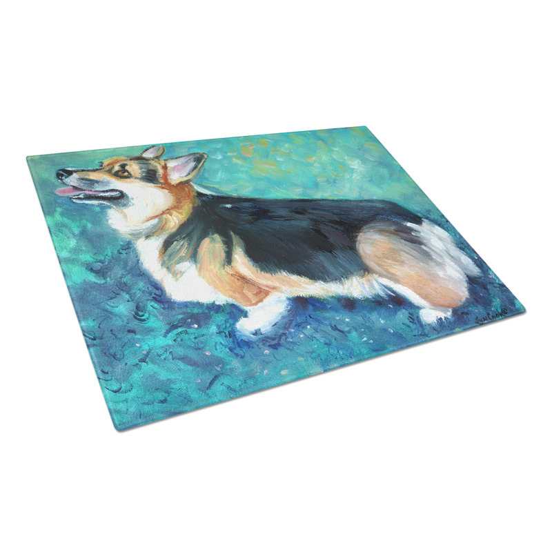Planche à découper pembroke corgi en verre trempé caroline