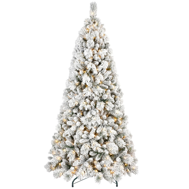 Arbre de Noël floqué avec lumières, H 41,9 pi